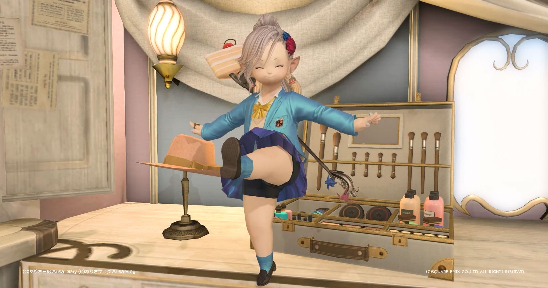 【FF14】カレッジスカート・コスチュームセットを着てレポリットダンスを踊ってみたよー!ララフェルだとかわいい組み合わせだよねー【FFXIV】