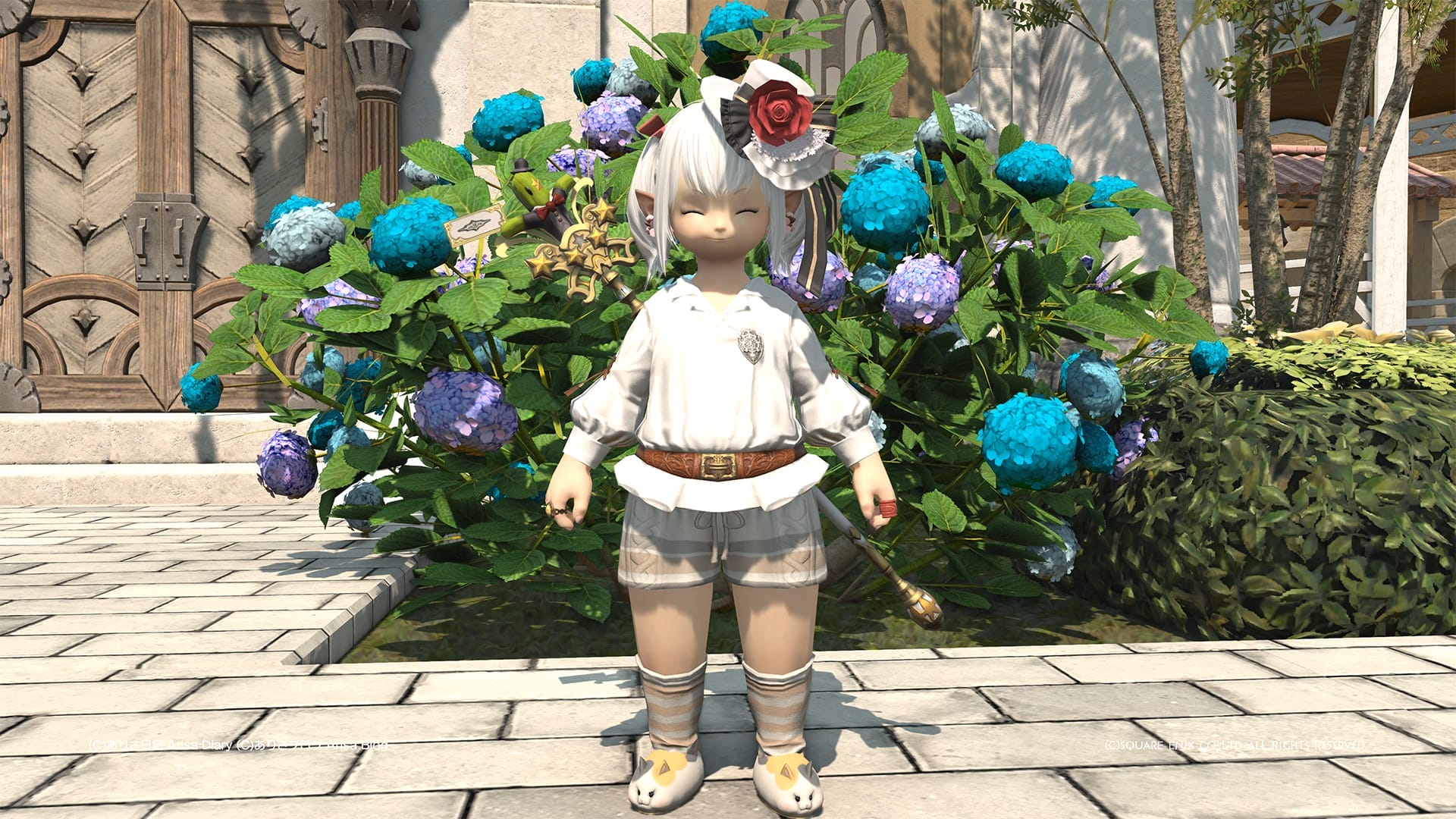 【FF14】ハイドレインジャガーデン紫陽花がとってもきれいな梅雨の季節になったねヾ(〃^∇^)ノ【FFXIV】相方ホロがありさのおうちに植えてくれたの(≧▽≦)