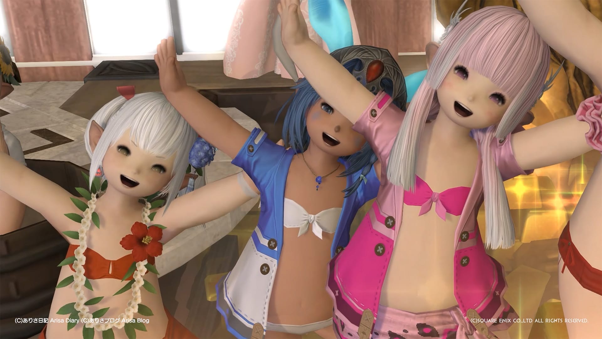 【FF14】くるっと回るみんなと一緒に出来て楽しーヾ(〃^∇^)ノ【FFXIV】フレさんのイベント会場にて 演技教本:くるっと回る